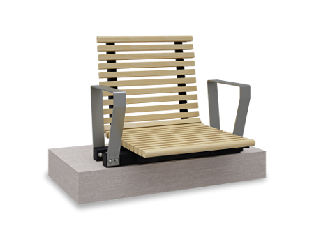 Modular bench with stainless steel armrests