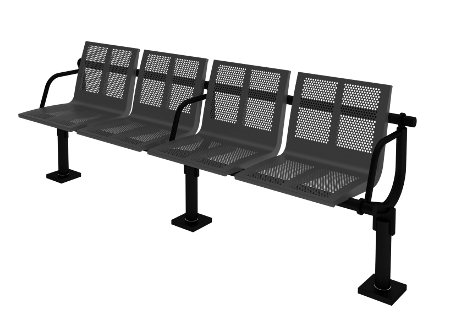 metal four-seat bench