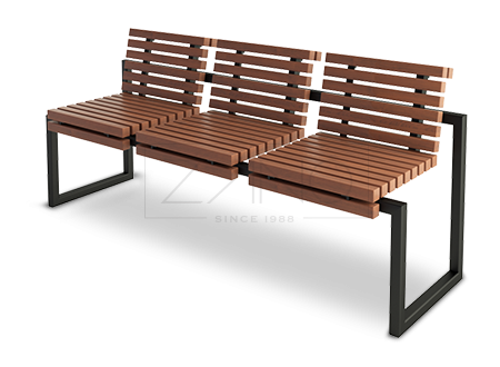 Modern wooden bench with separate seating areas