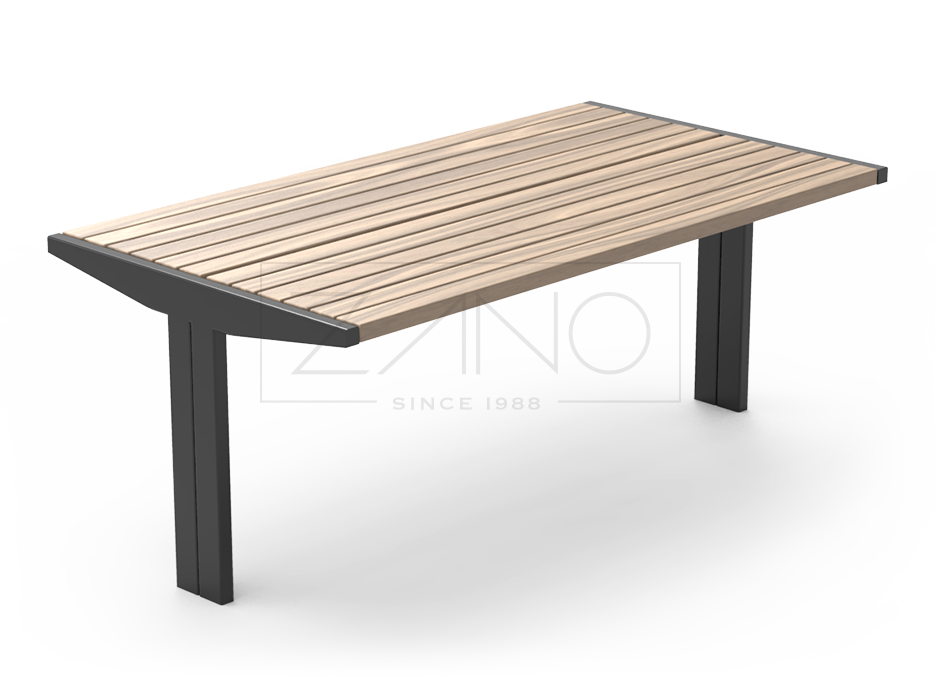 Stylish city table made of steel and wood