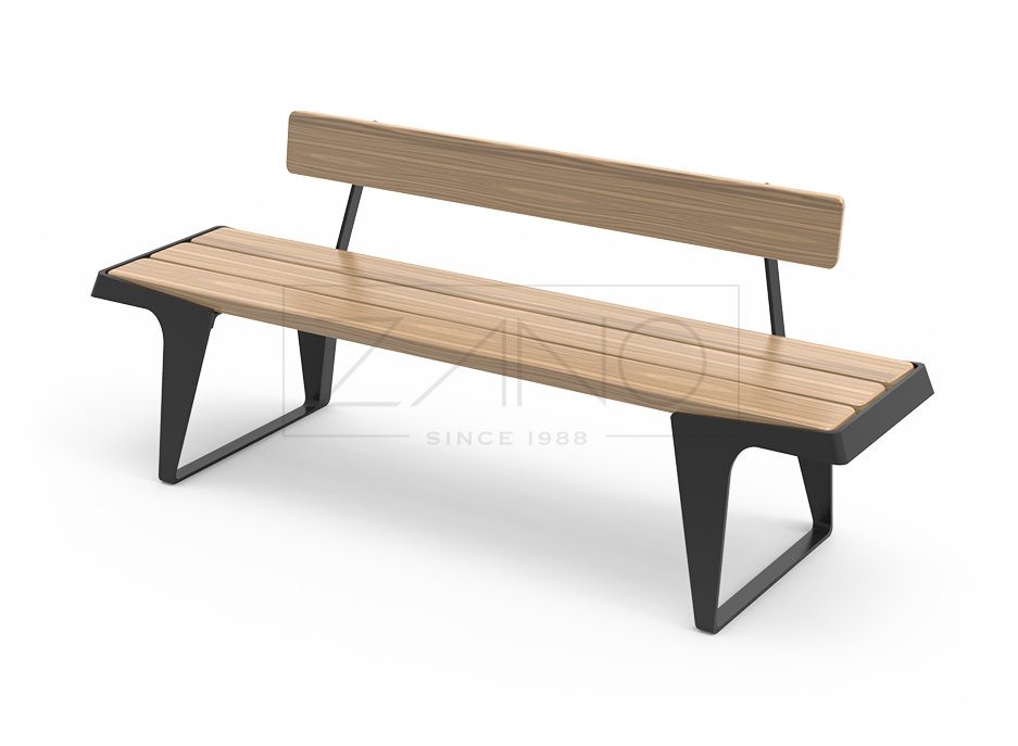 Modern wood and steel bench for urban spaces