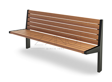 Fashionable and stylish city bench made of carbon steel and exotic wood