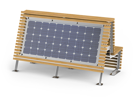 Urban solar bench made of stainless steel