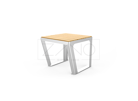 Scandik seat made of stainless steel and clear lacquered spruce wood