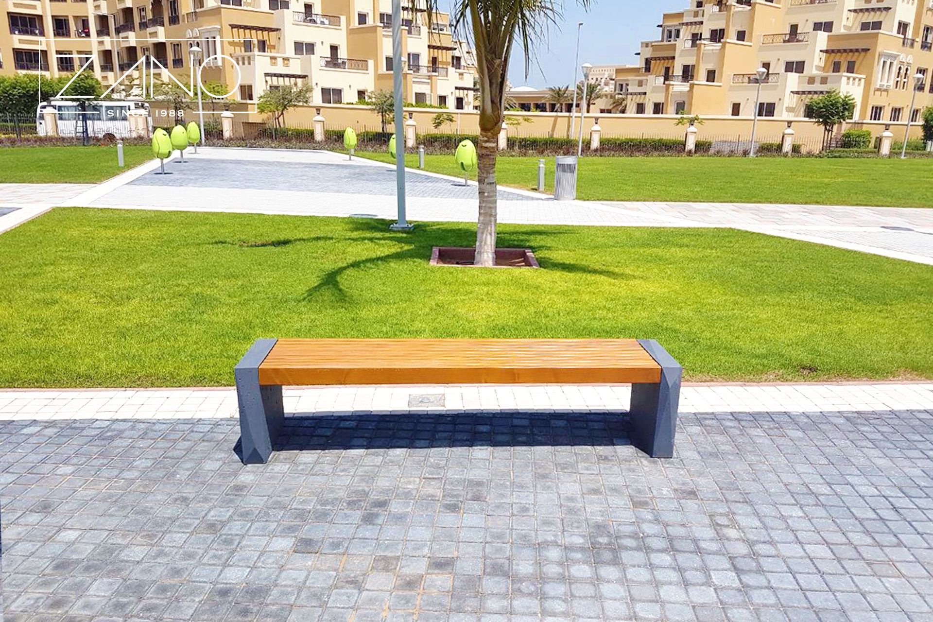 Trigono city bench with unique character of modern city