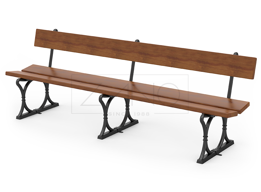 Long cast iron bench with wood oaprce