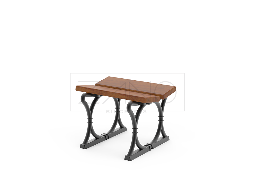 Cast iron street seat with wooden seat