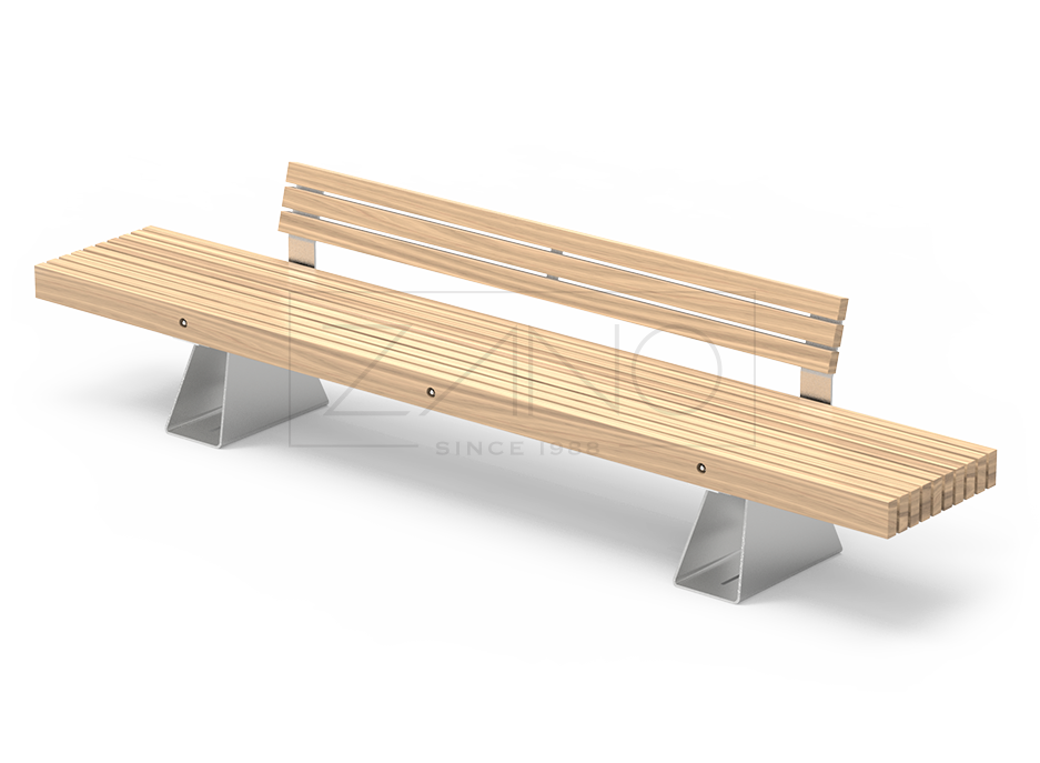 Travetto bench in stainless steel and wood without armrests