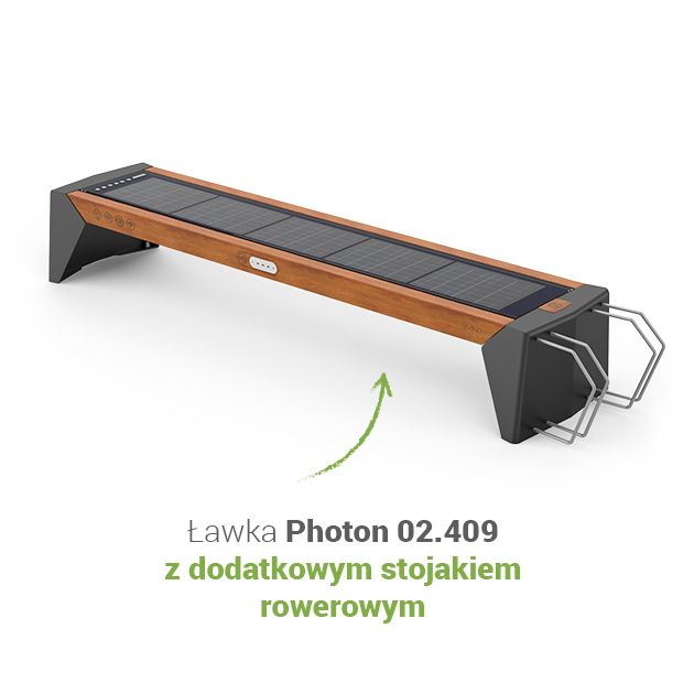 Photon bench 02.409 with additional bicycle stand