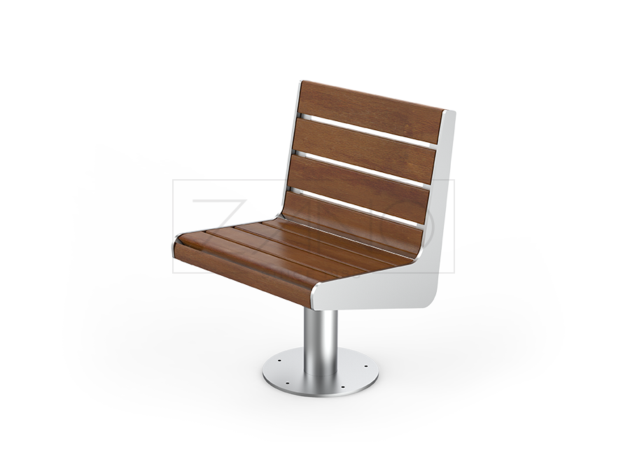 Swivel park chair in stainless steel and spruce wood