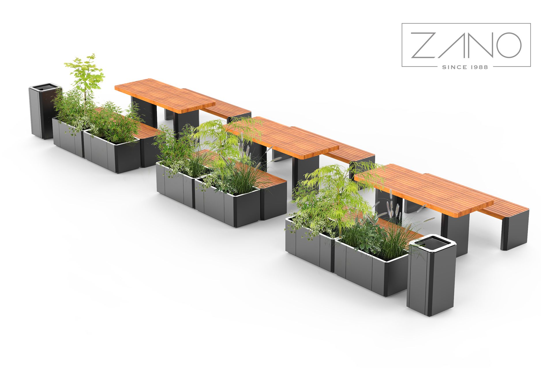 Stilo - benches and planters from ZANO urban furniture